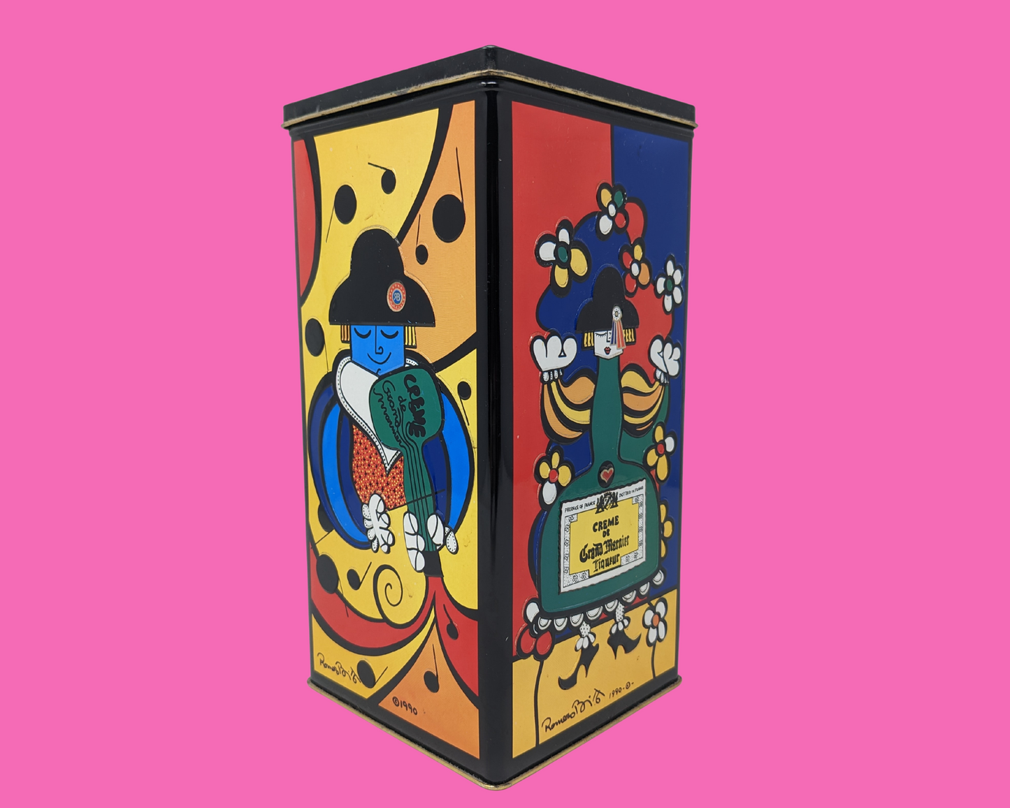 Vintage 1990's Crème de Grand Marnier Liqueur Colourful Tin Box
