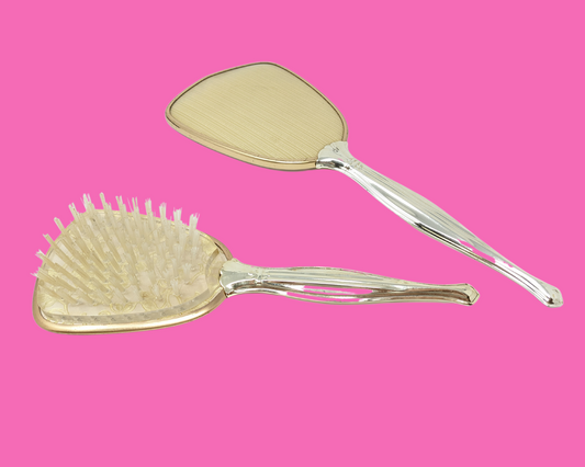 Vintage 1960's Set of Hairbrush and Hand Mirror