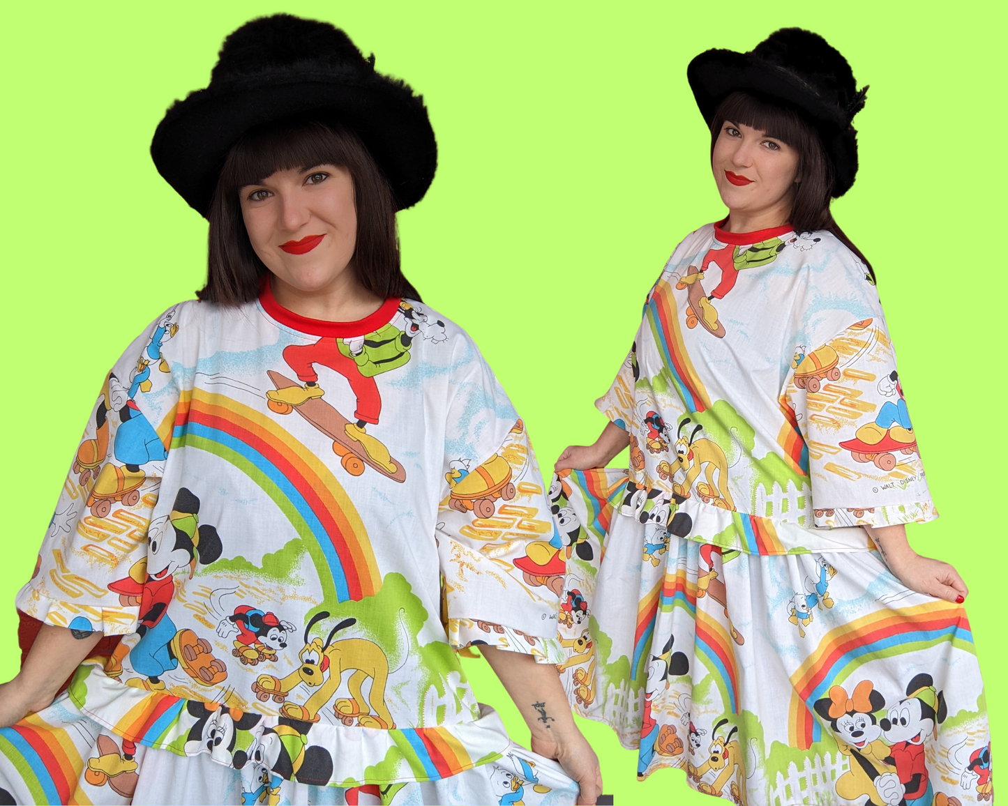 Fait à la main, robe t-shirt Pokemon drap de lit recyclé pour SML-XL