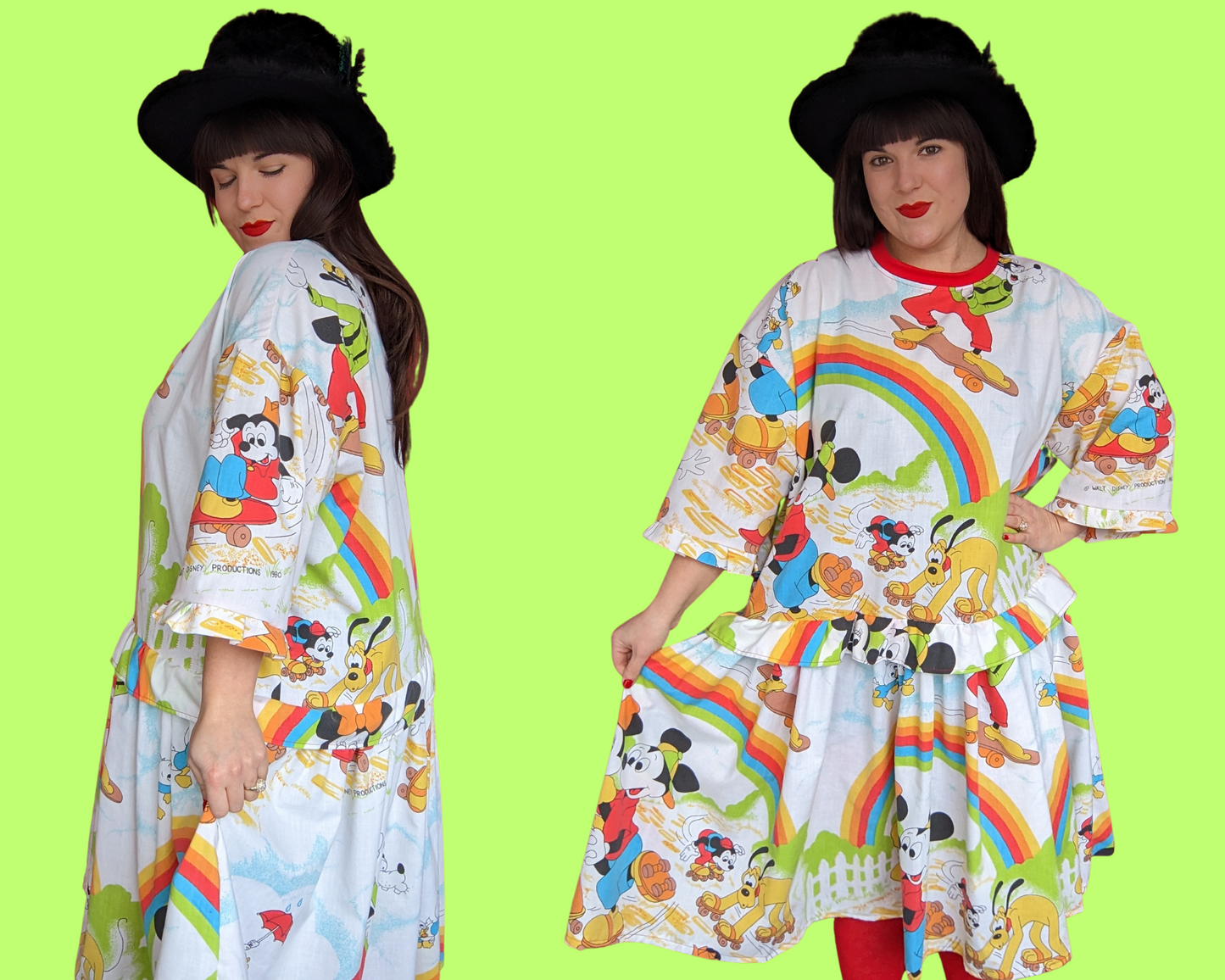 Fait à la main, robe t-shirt Pokemon drap de lit recyclé pour SML-XL