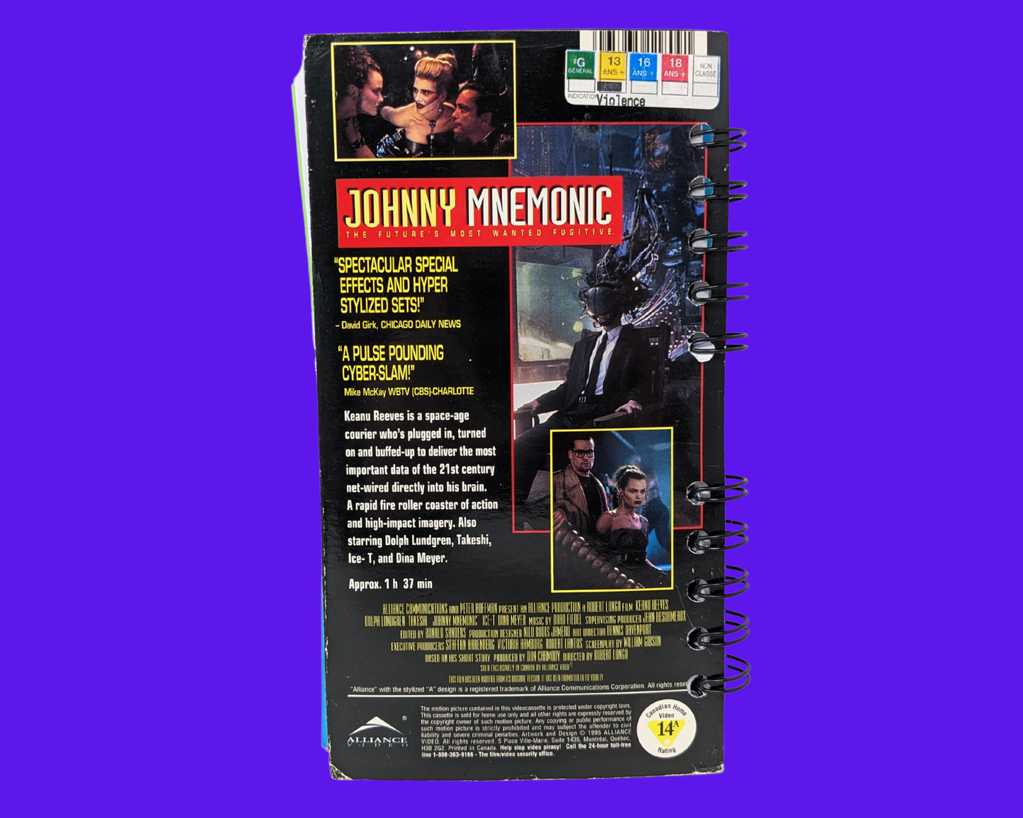 Johnny Mnemonic VHS Movie Notebook