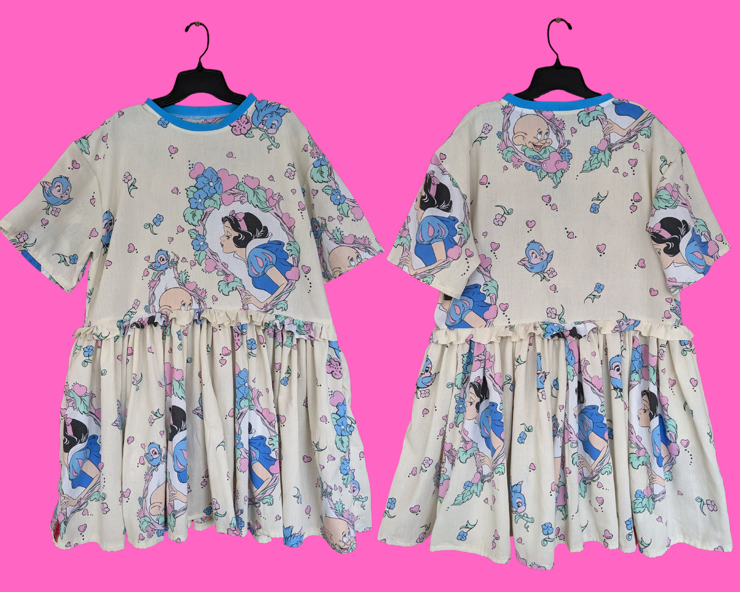 Fait à la main, robe t-shirt Pokemon drap de lit recyclé pour SML-XL