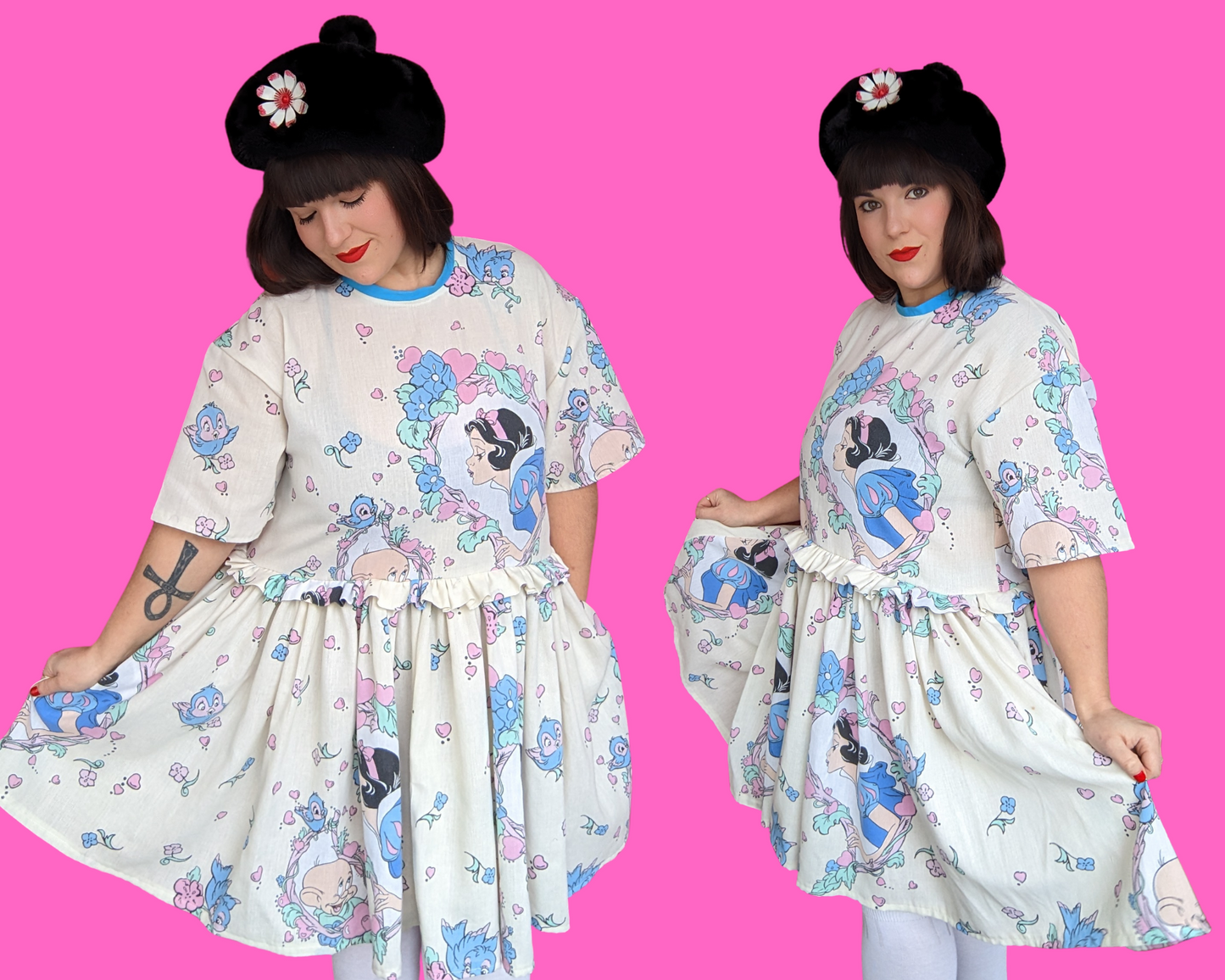 Fait à la main, robe t-shirt Pokemon drap de lit recyclé pour SML-XL