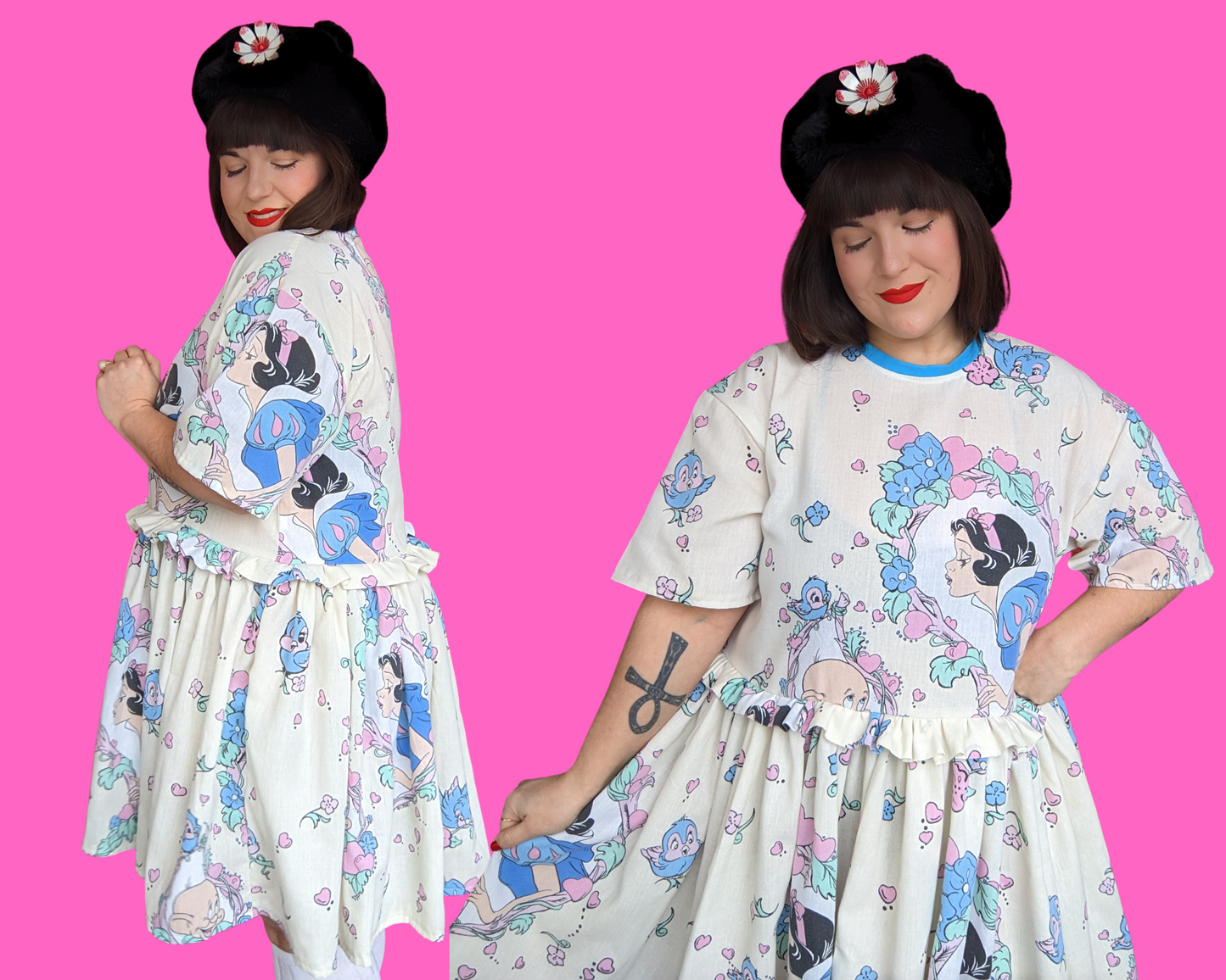 Fait à la main, robe t-shirt Pokemon drap de lit recyclé pour SML-XL