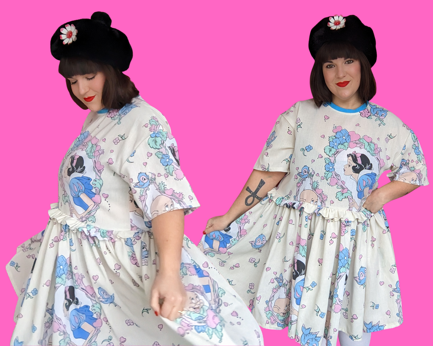 Fait à la main, robe t-shirt Pokemon drap de lit recyclé pour SML-XL