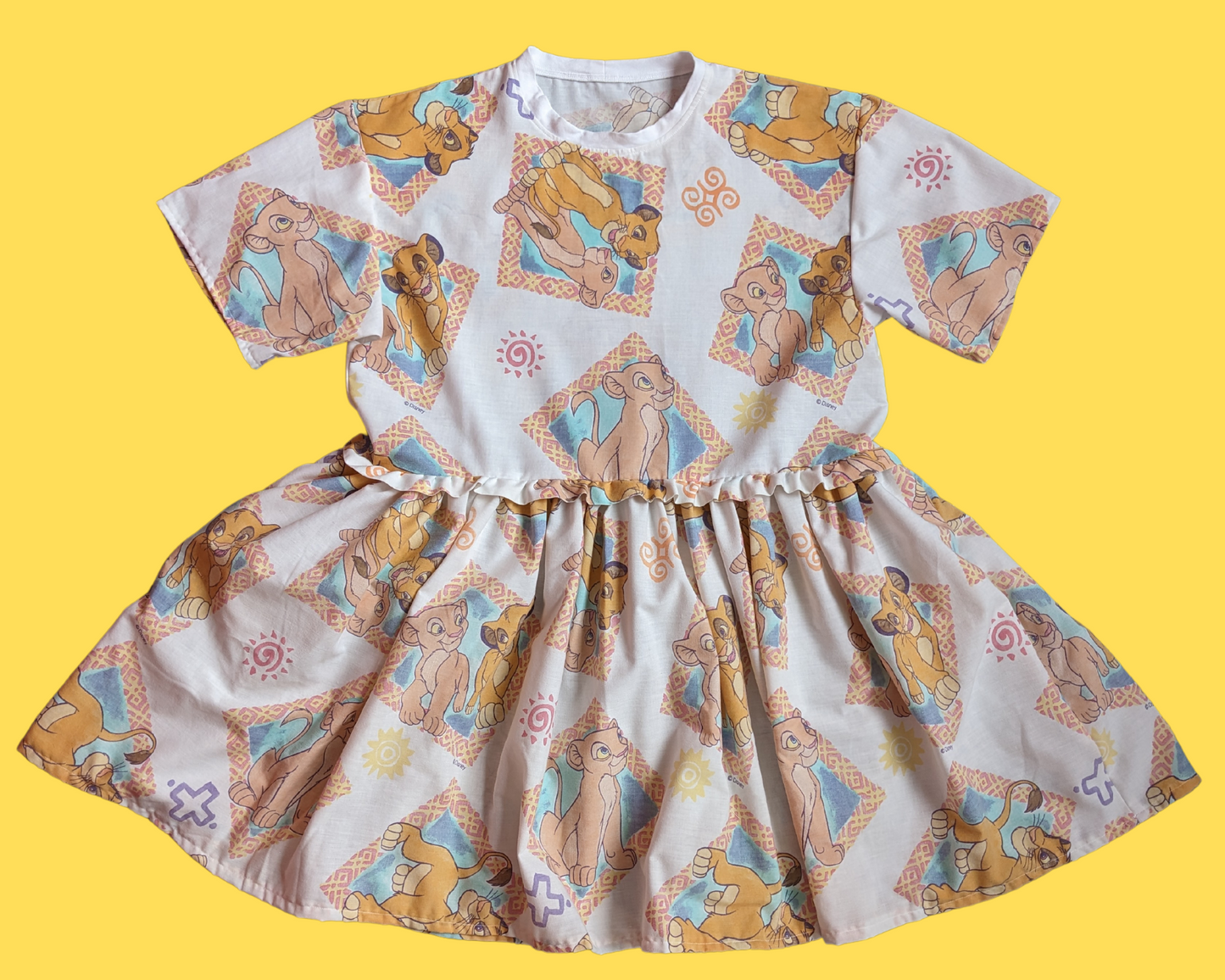 Handmade, Upcycled Disney The Lion King Bedsheet T-Shirt Dress Fits S-M-L-XL