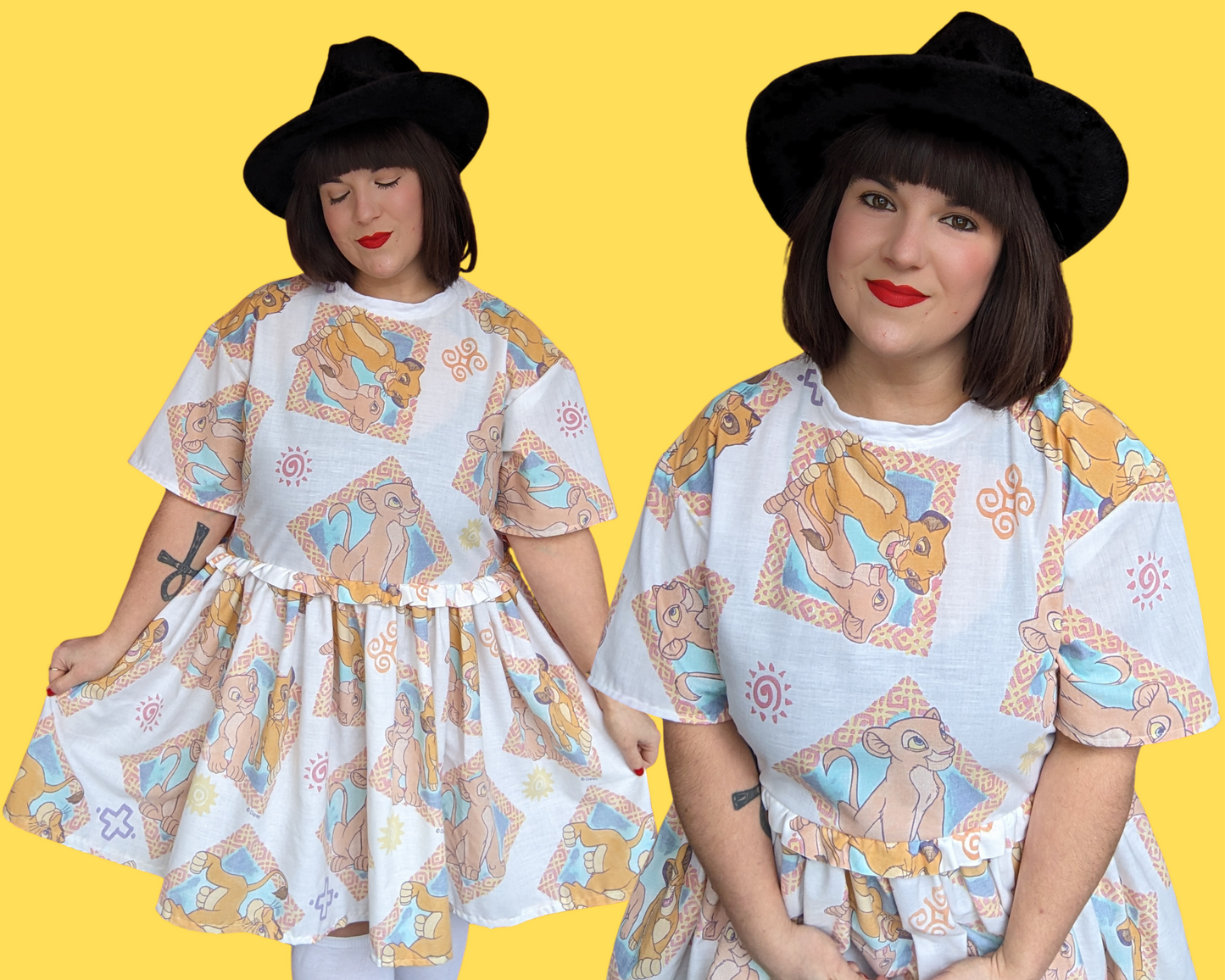 Handmade, Upcycled Disney The Lion King Bedsheet T-Shirt Dress Fits S-M-L-XL