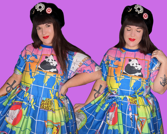 Handmade, Upcycled World Wildlife Fund Bedsheet T-Shirt Dress Fits S-M-L-XL