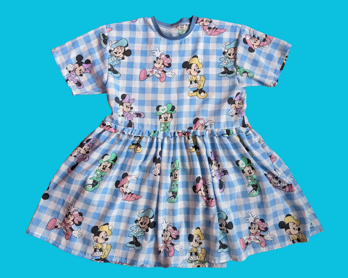 Handmade, Upcycled Disney Minnie Mouse Bedsheet T-Shirt Dress Fits S-M-L-XL