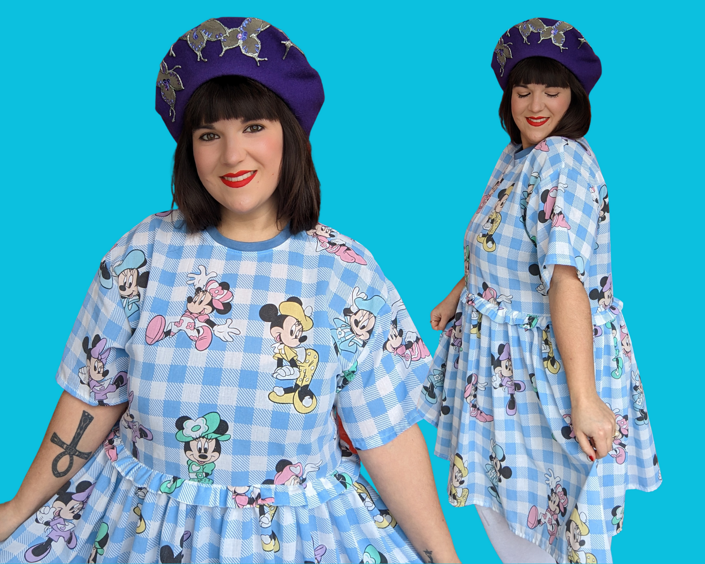 Handmade, Upcycled Disney Minnie Mouse Bedsheet T-Shirt Dress Fits S-M-L-XL