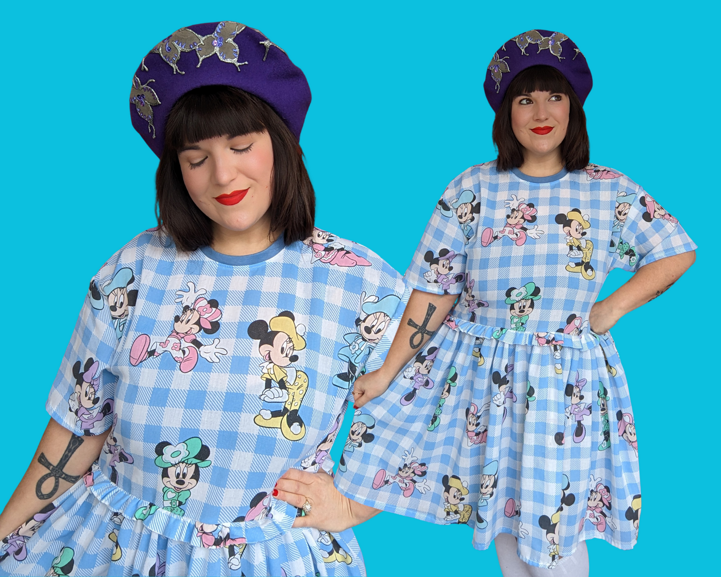 Handmade, Upcycled Disney Minnie Mouse Bedsheet T-Shirt Dress Fits S-M-L-XL