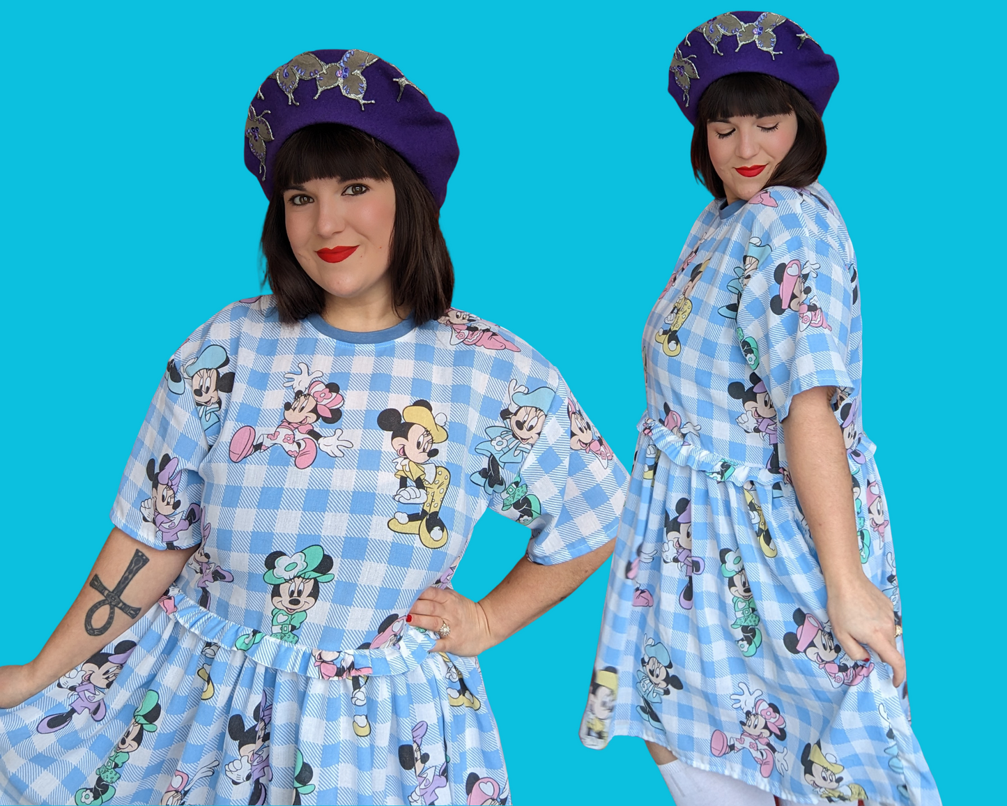 Handmade, Upcycled Disney Minnie Mouse Bedsheet T-Shirt Dress Fits S-M-L-XL
