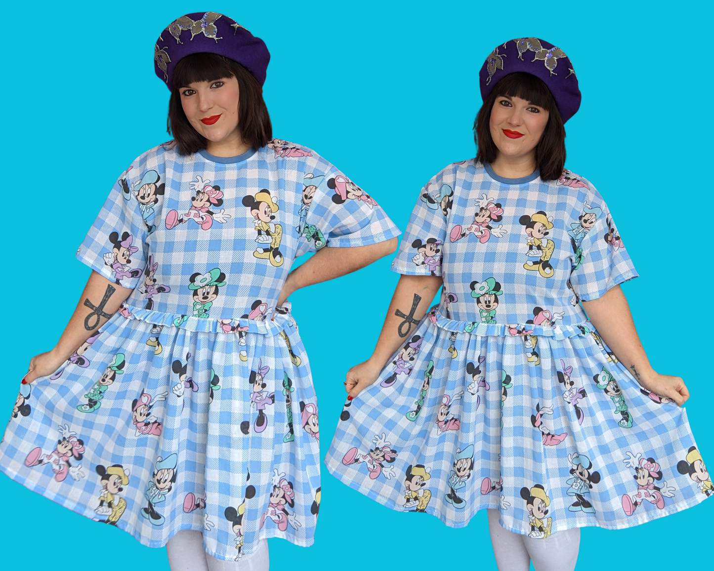 Handmade, Upcycled Disney Minnie Mouse Bedsheet T-Shirt Dress Fits S-M-L-XL
