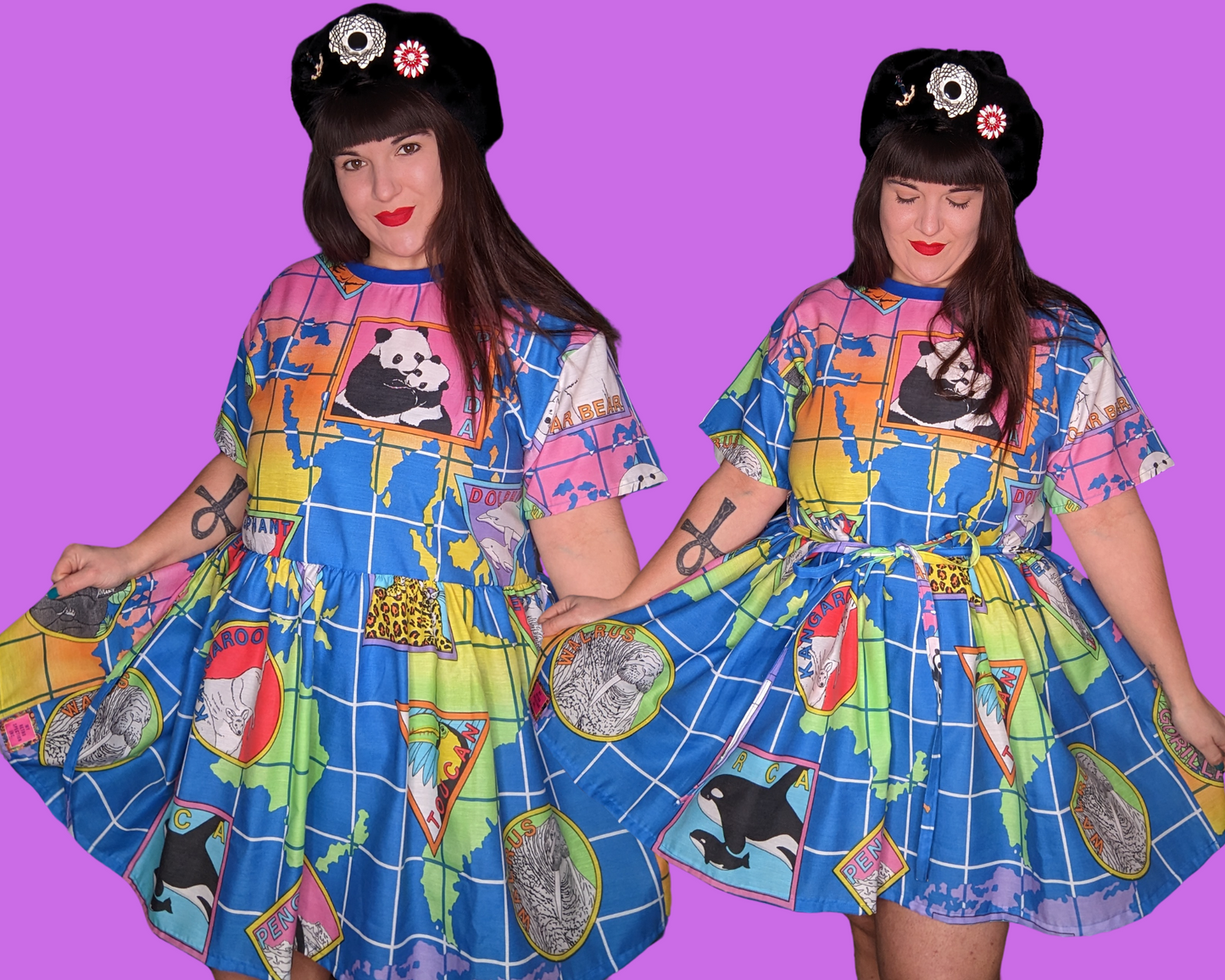 Handmade, Upcycled World Wildlife Fund Bedsheet T-Shirt Dress Fits S-M-L-XL