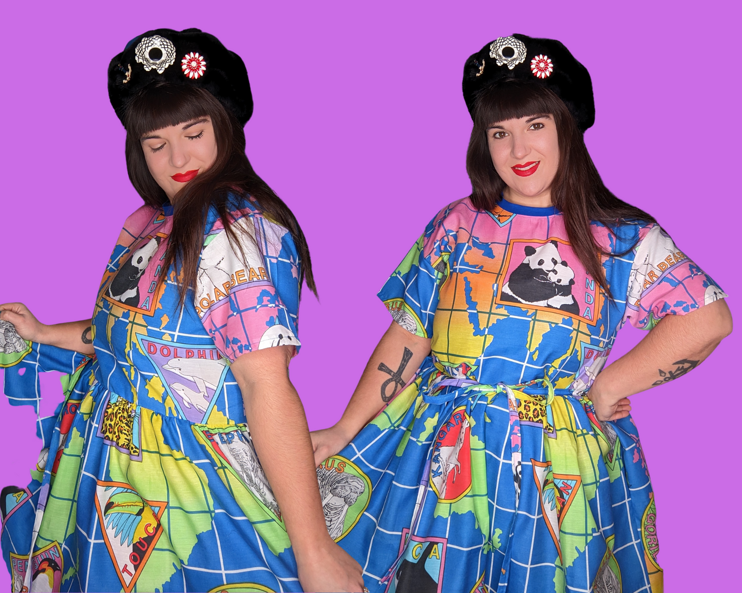 Handmade, Upcycled World Wildlife Fund Bedsheet T-Shirt Dress Fits S-M-L-XL