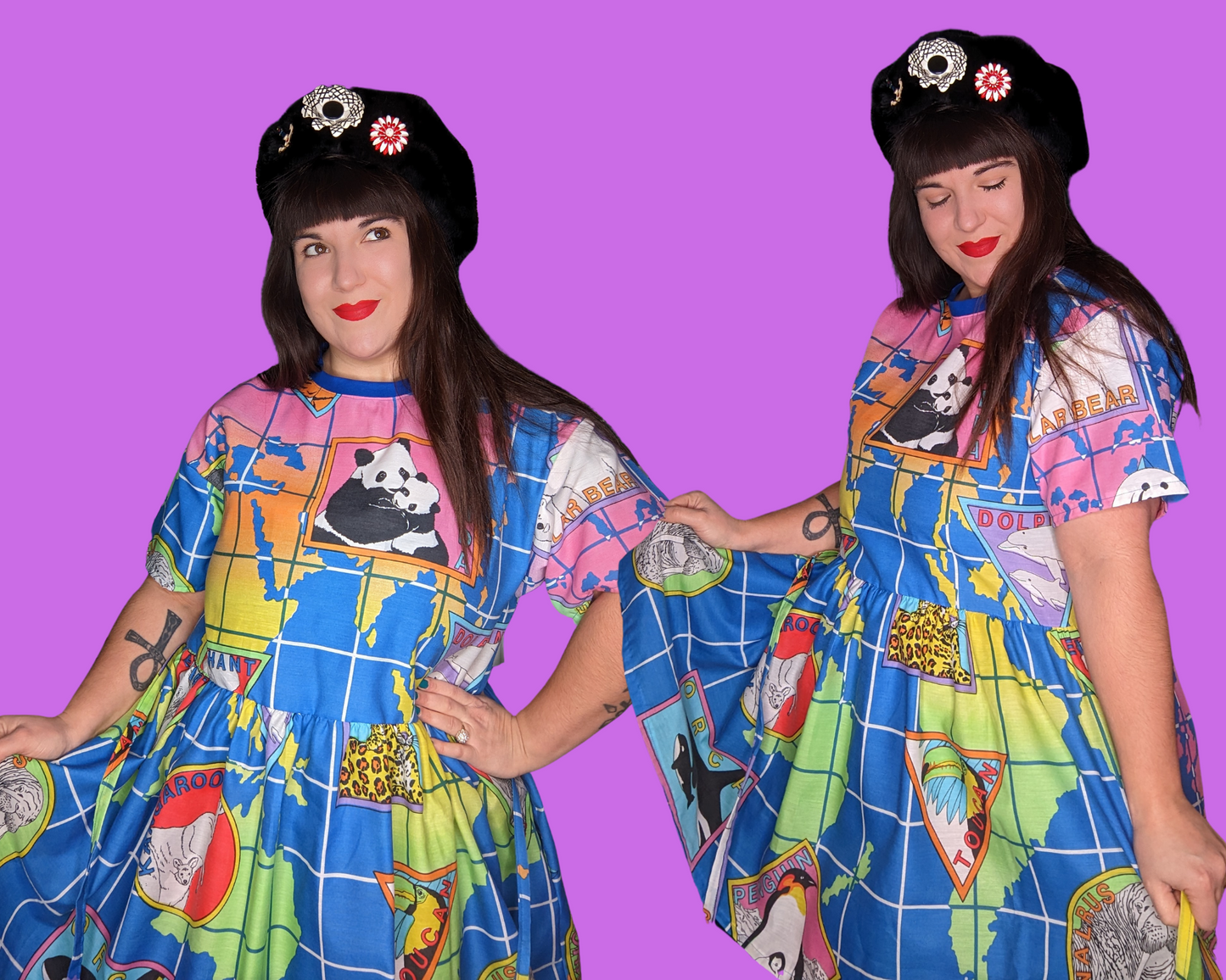Handmade, Upcycled World Wildlife Fund Bedsheet T-Shirt Dress Fits S-M-L-XL