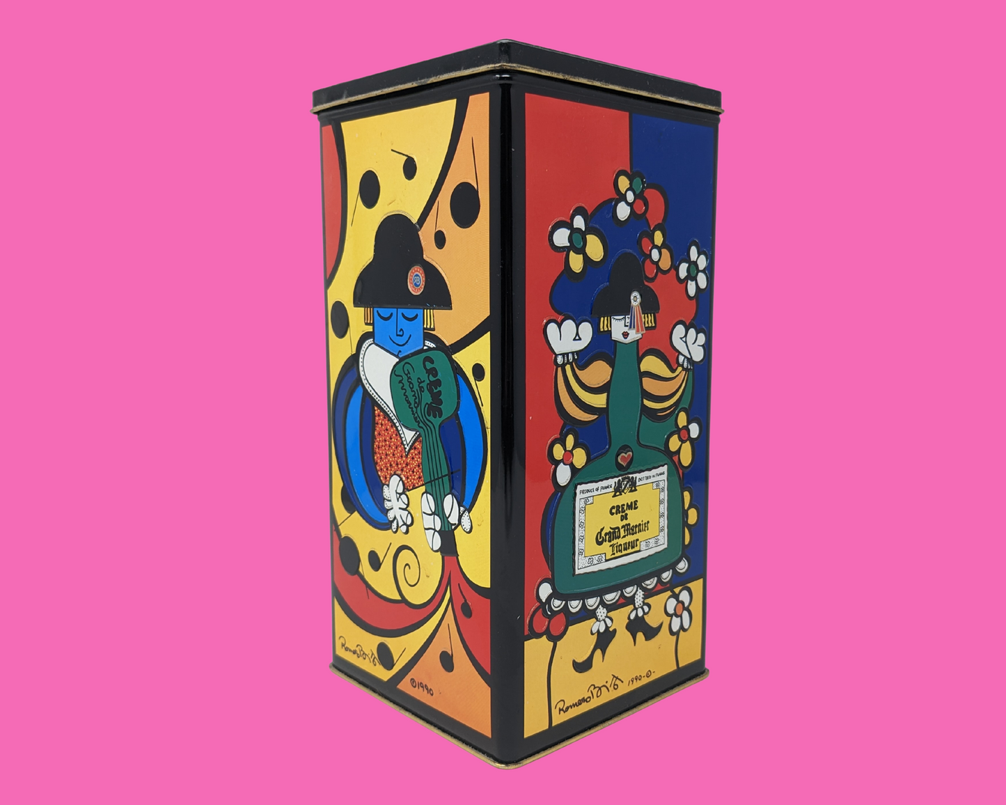 Vintage 1990's Crème de Grand Marnier Liqueur Colourful Tin Box
