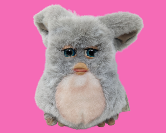 Retro, Gray Fluffy Furby Toy
