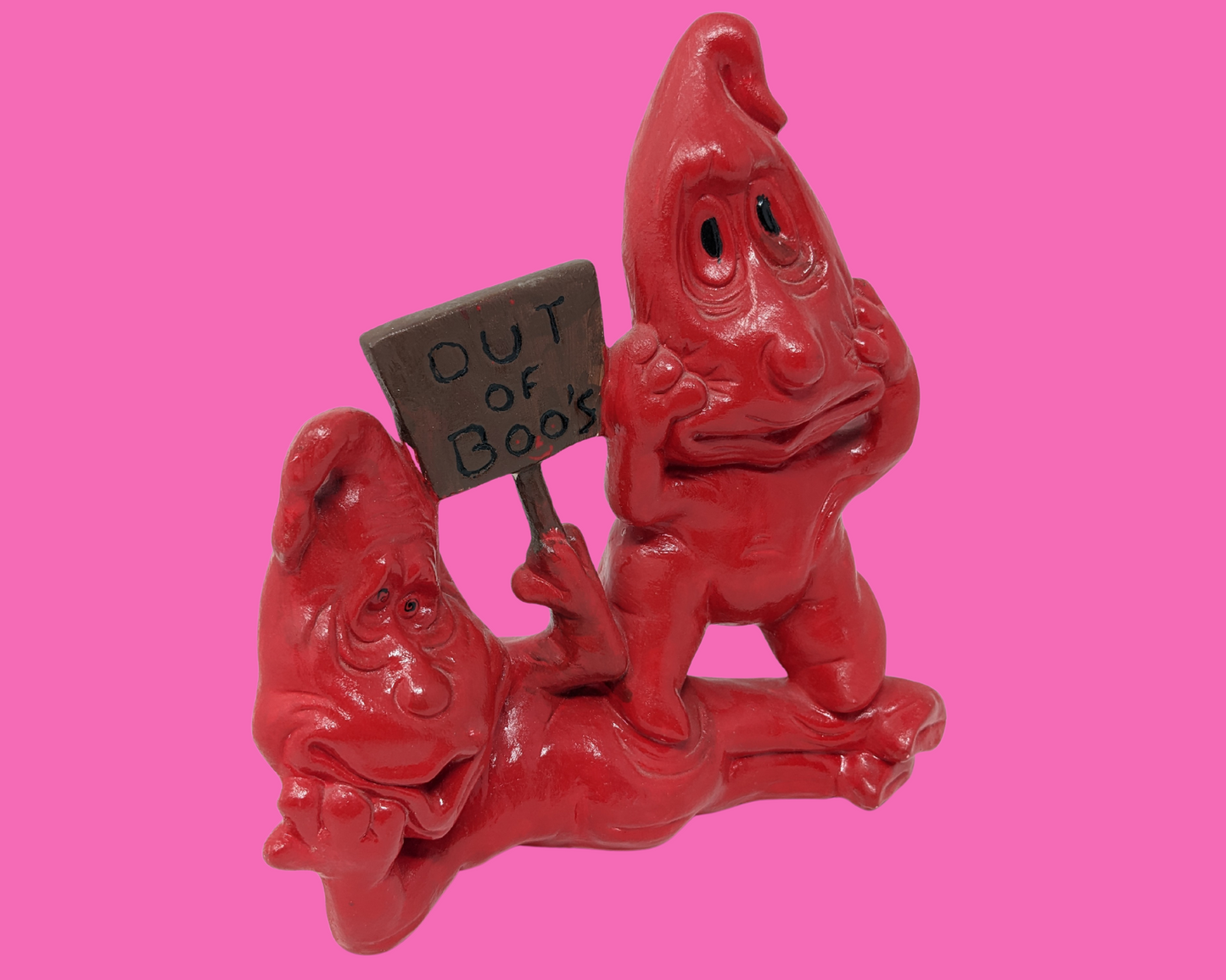 Vintage des années 1970 en porcelaine décorative Halloween Red Ghosts Out of Boos !