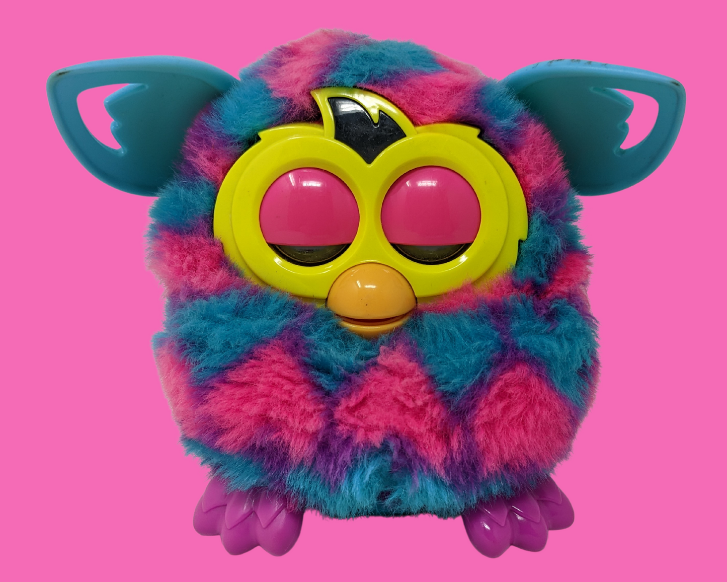 Retro, Pink and Blue Fluffy Furby Toy
