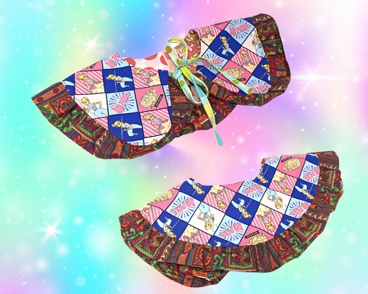 Handmade, Upcycled, Reversible Peter Pan Collar with Frill Made With a Bo Peep Toy Story Fabric and Vintage Fabric