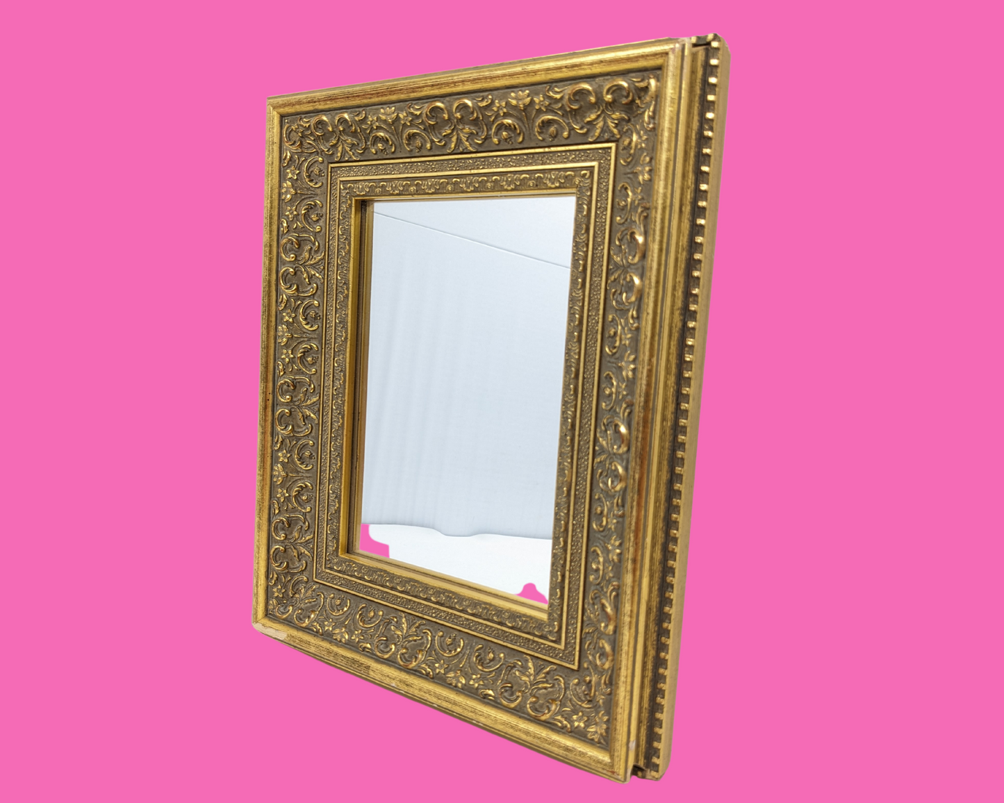 Vintage 1980's Gold Wooden, Small Mirror