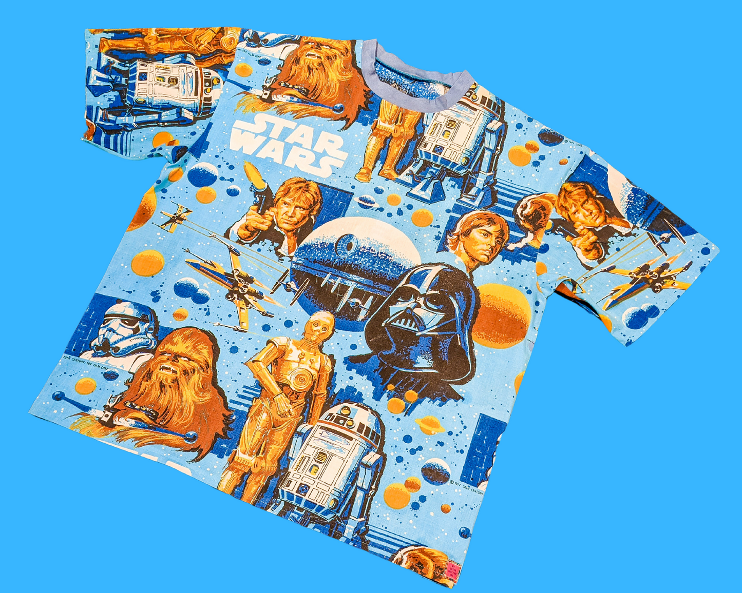 Fait à la main, Upcycled Vintage 1970's Star Wars Bedsheet T-Shirt Oversized XL