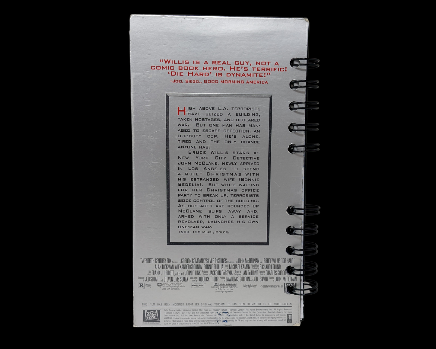 Die Hard VHS Movie Notebook