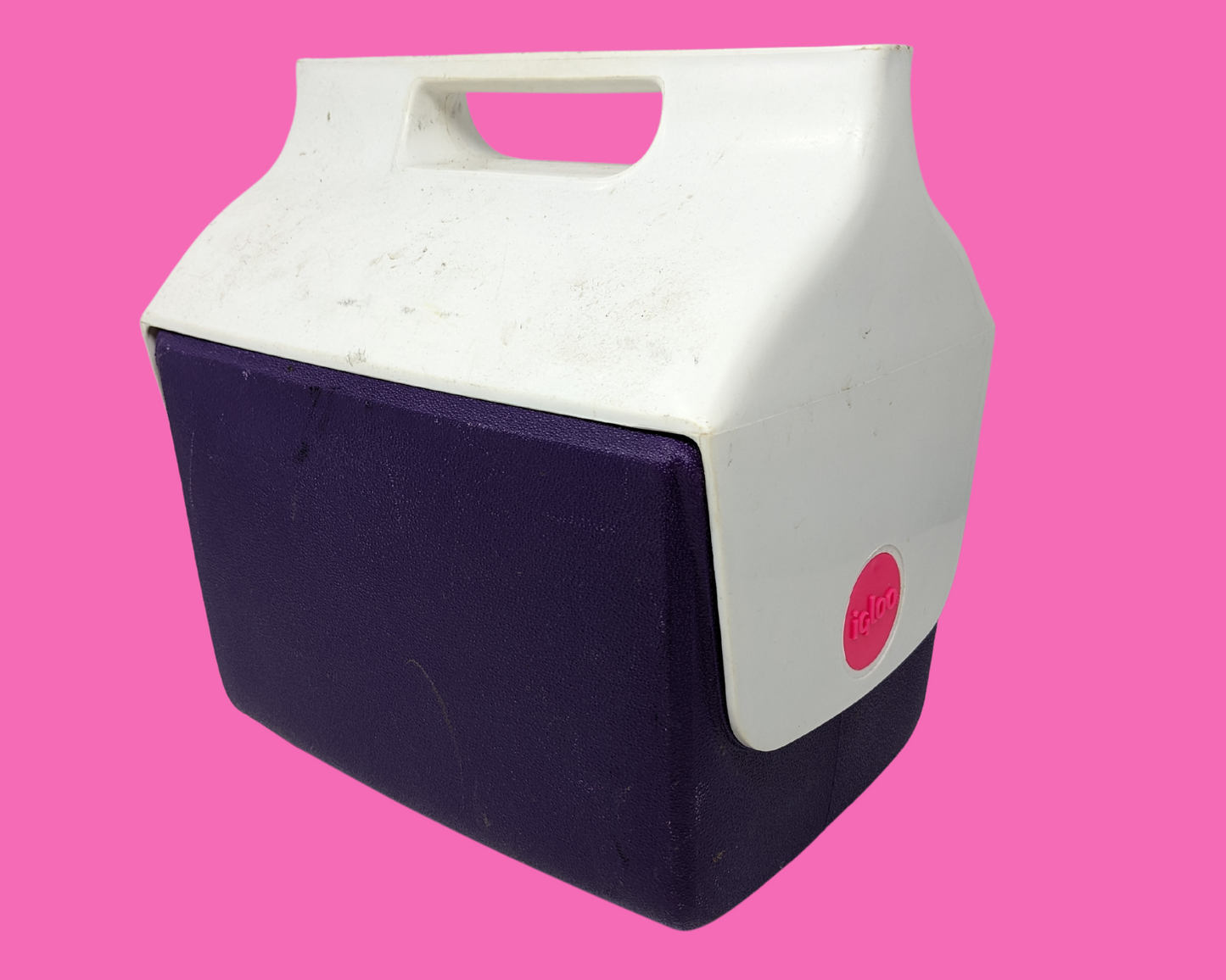 Vintage 1990's White and Purple Little Playmate by Igloo Cooler