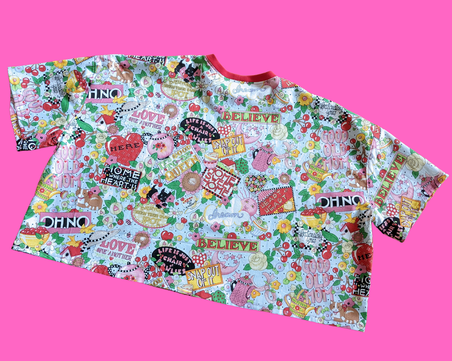 Fait à la main, rétro recyclé, haut court en tissu coloré taille 2XL