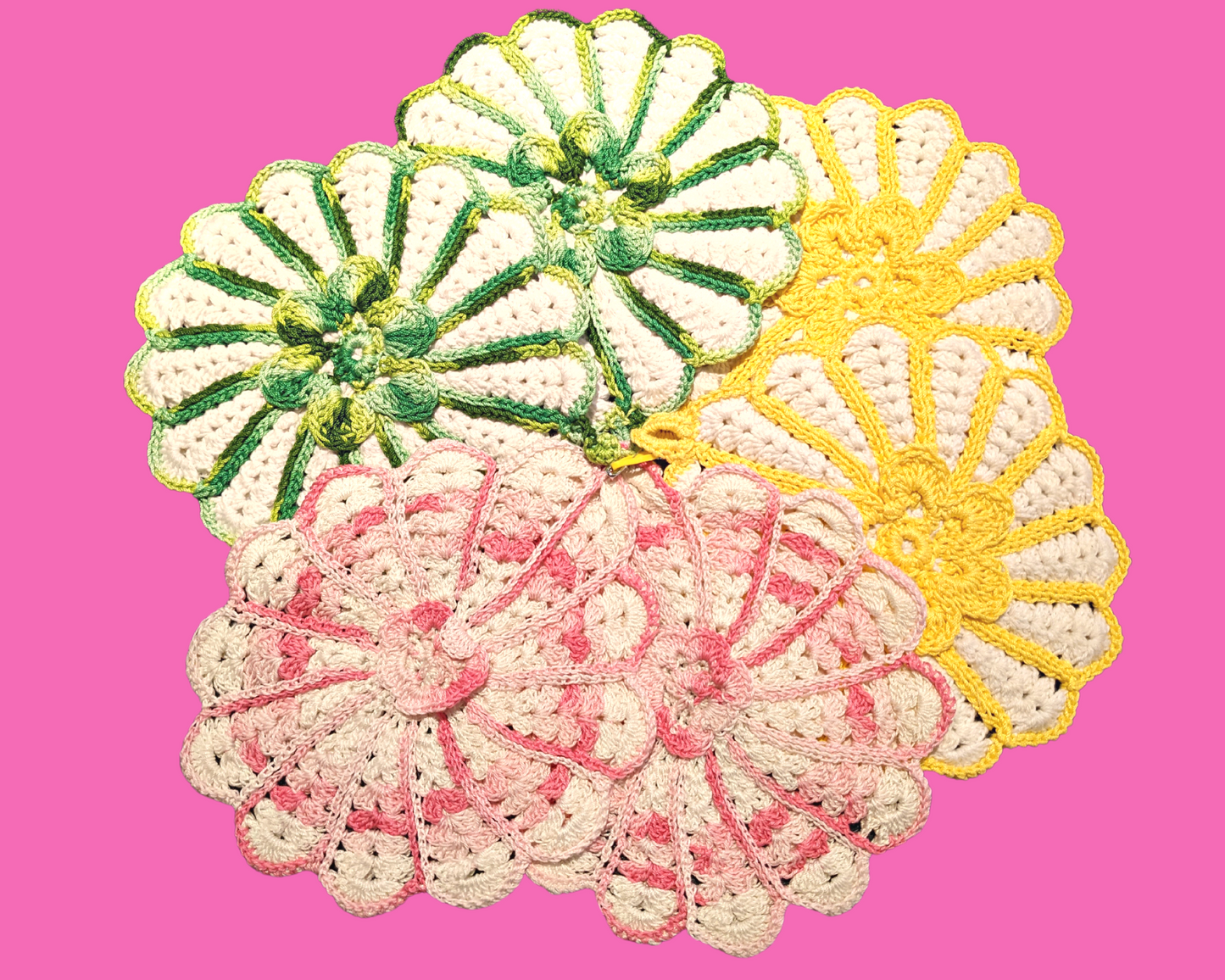 Vintage 1960's Hand Crocheted Lot of 6 Doilies