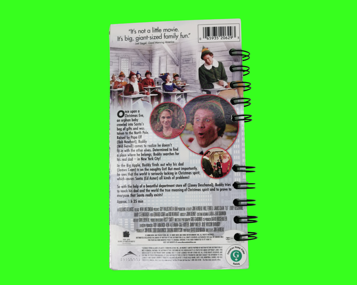Elf Upcycled VHS Movie Notebook