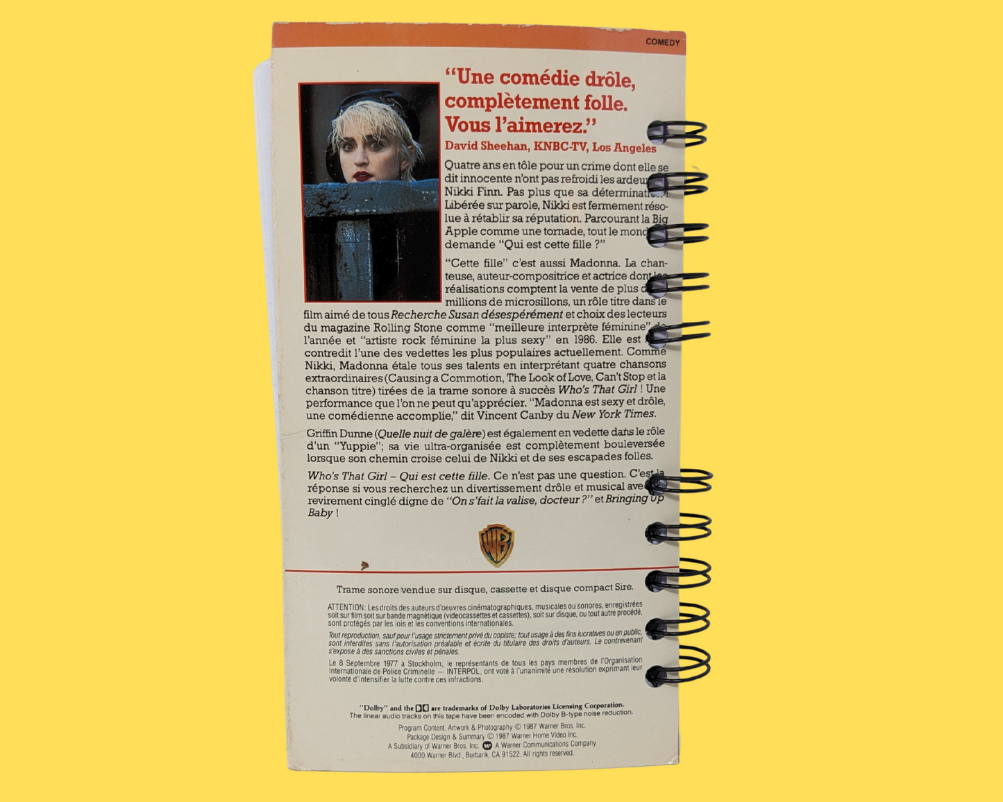 Who's That Girl French Version VHS Movie Notebook