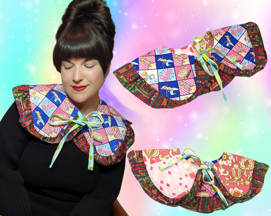 Handmade, Upcycled, Reversible Peter Pan Collar with Frill Made With a Bo Peep Toy Story Fabric and Vintage Fabric