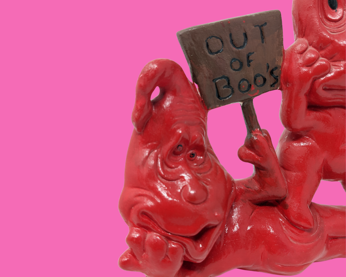 Vintage des années 1970 en porcelaine décorative Halloween Red Ghosts Out of Boos !