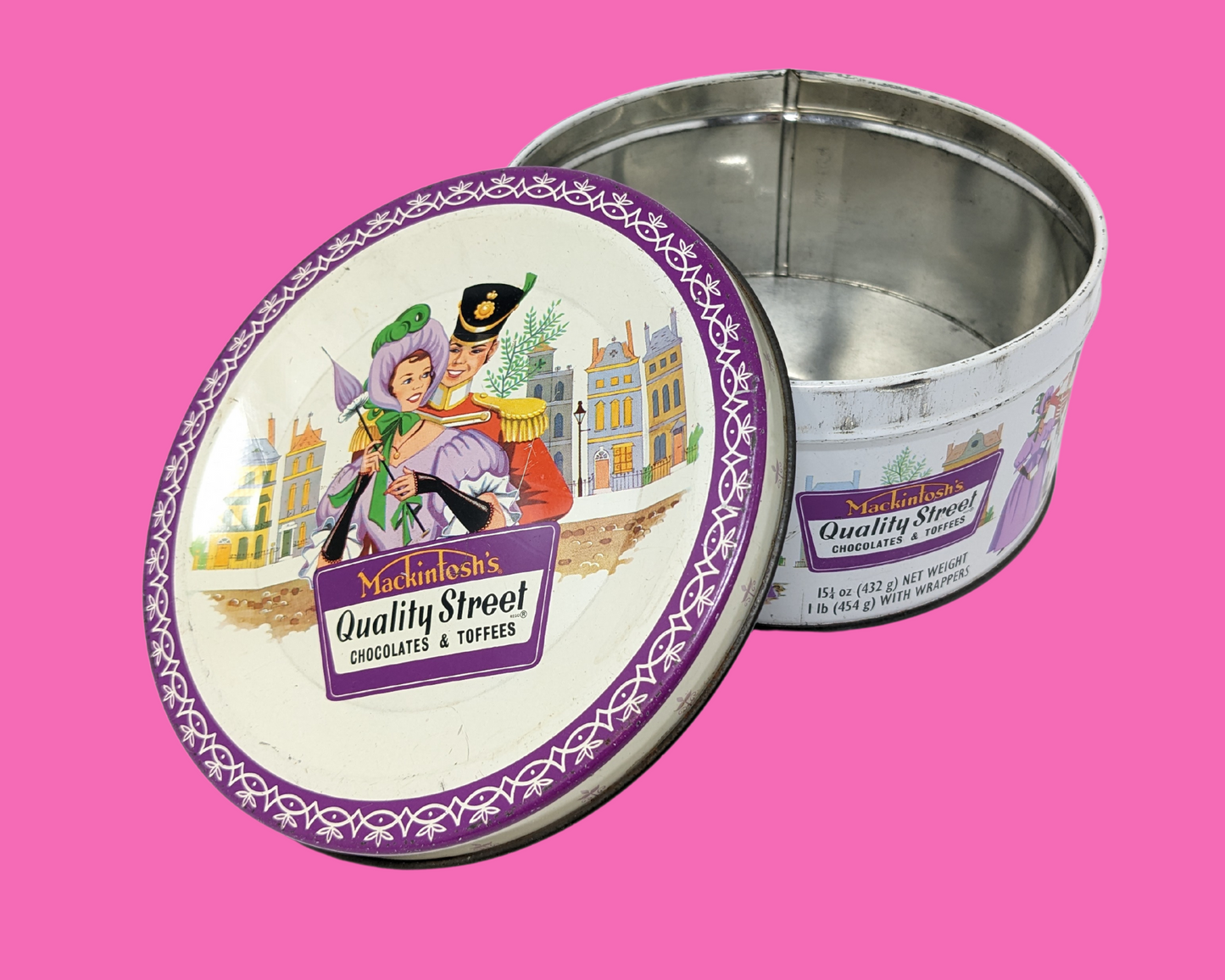Vintage 1960's Mackintosh's Quality Street Chocolate & Toffee Tin Box Made in the UK