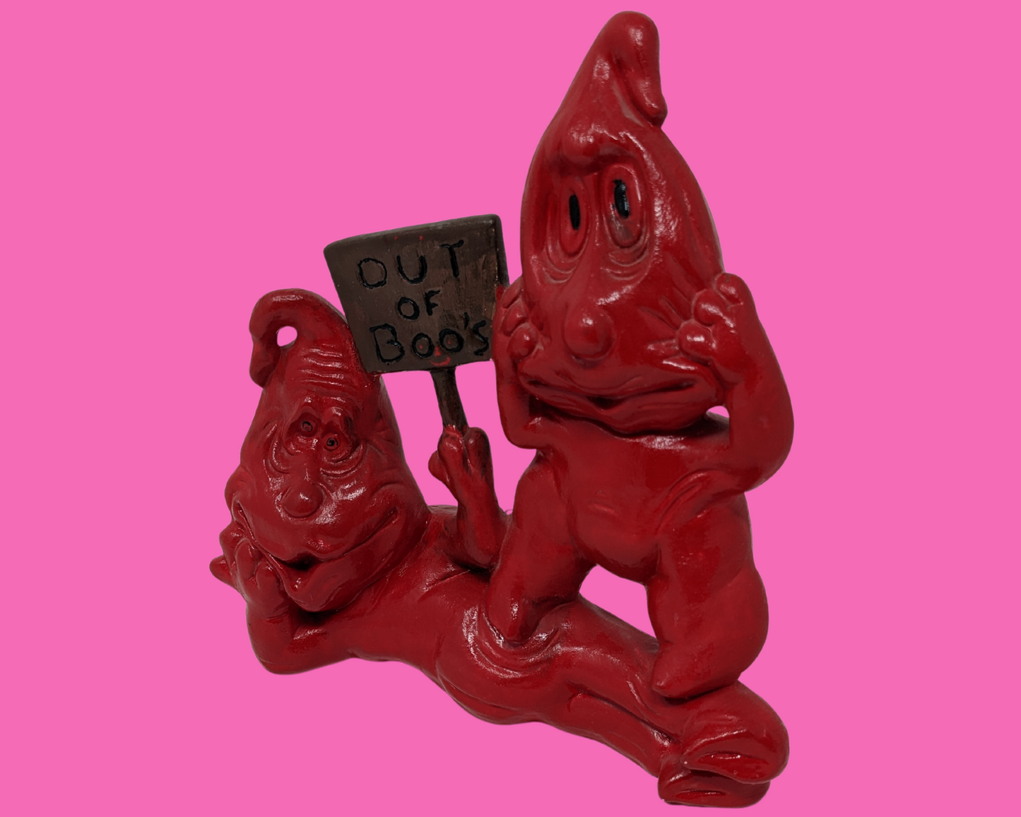 Vintage des années 1970 en porcelaine décorative Halloween Red Ghosts Out of Boos !