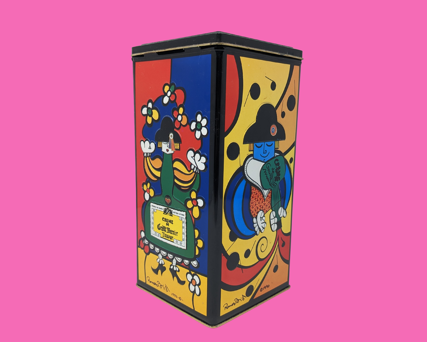 Vintage 1990's Crème de Grand Marnier Liqueur Colourful Tin Box