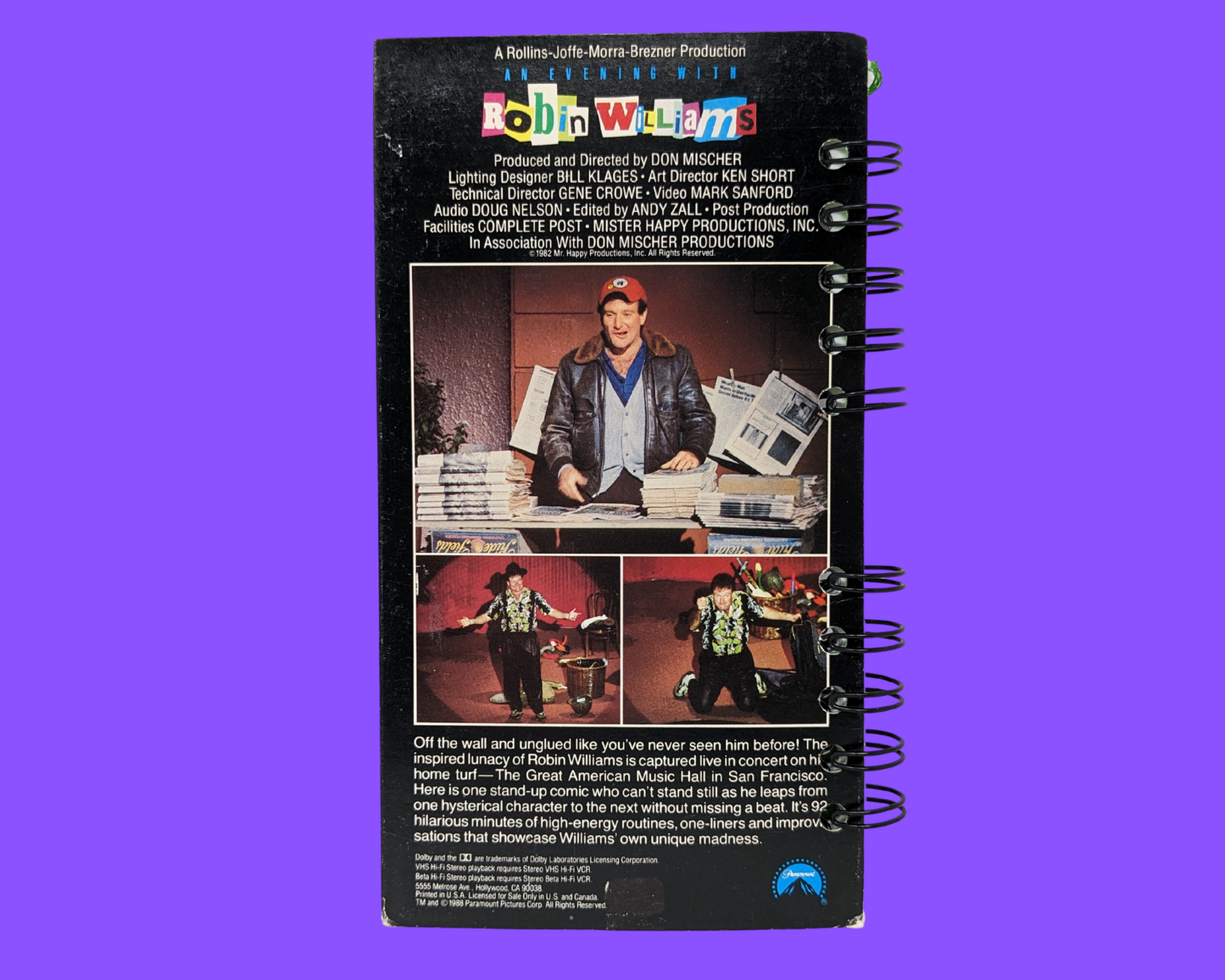 Une soirée avec Robin Williams VHS Movie Notebook