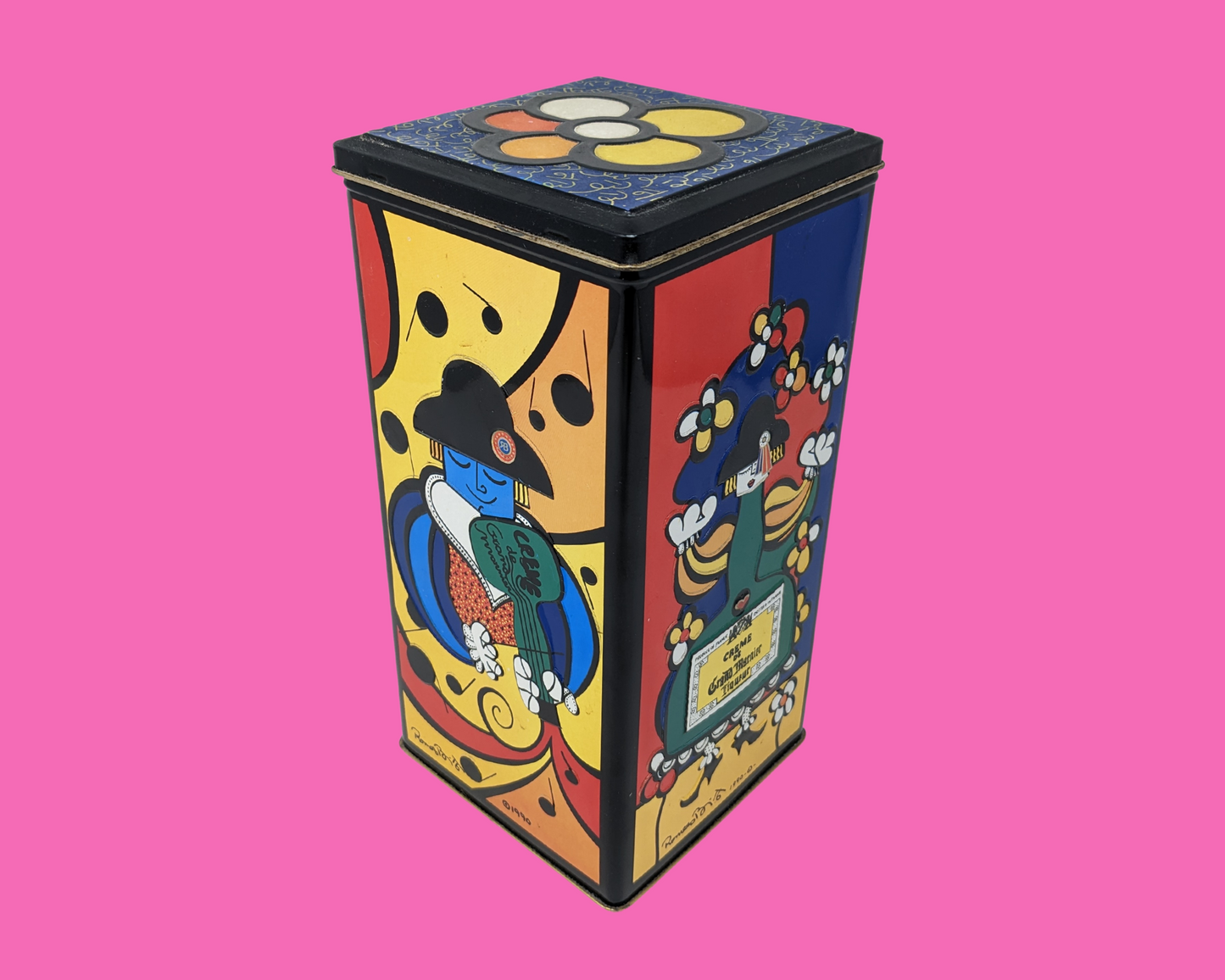 Vintage 1990's Crème de Grand Marnier Liqueur Colourful Tin Box
