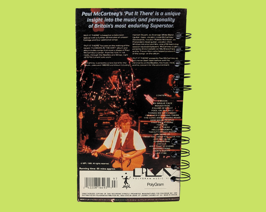 Paul McCartney Mettez-le là VHS Movie Notebook