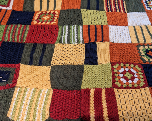 Laine colorée vintage des années 1970, petite couverture au crochet