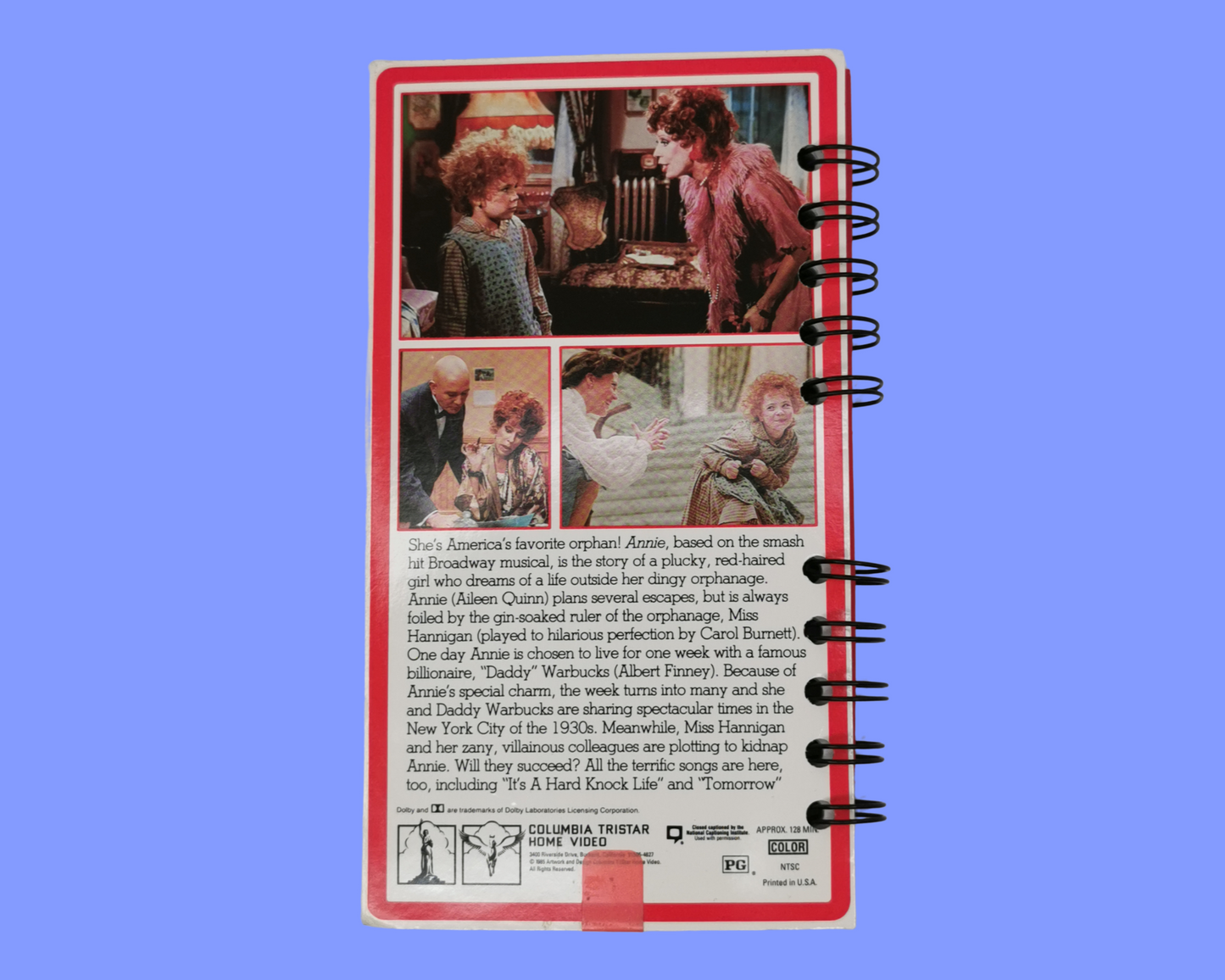 Annie Upcycled VHS Movie Notebook
