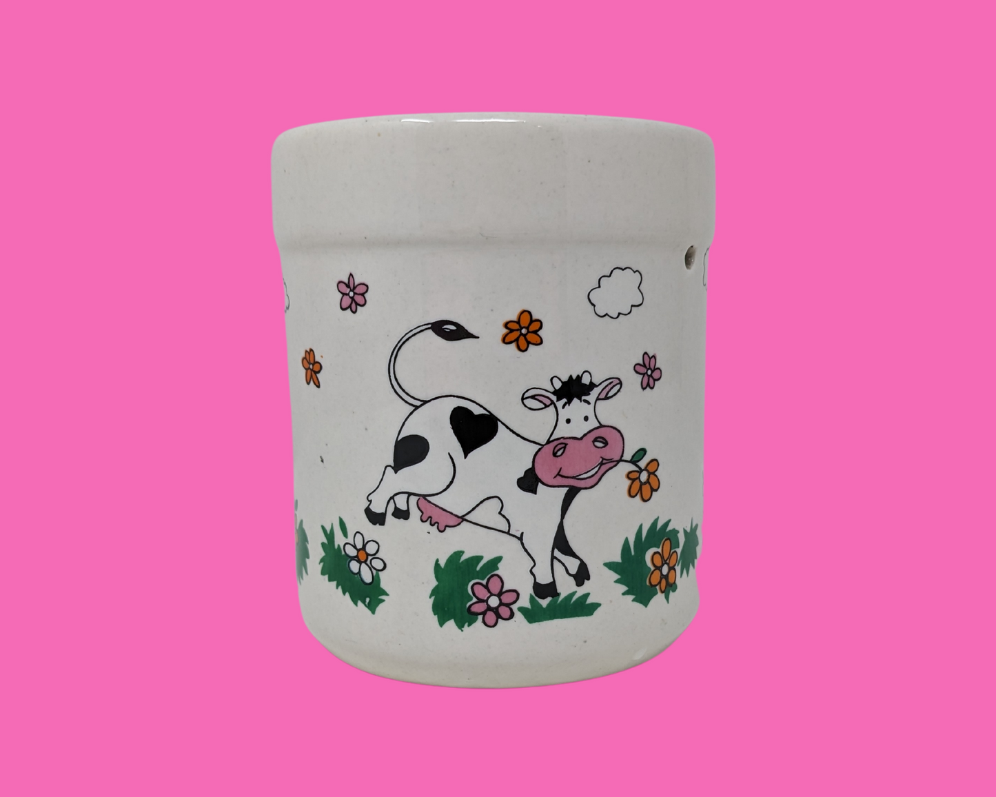 Vintage 1990's Cow Illustration Jar