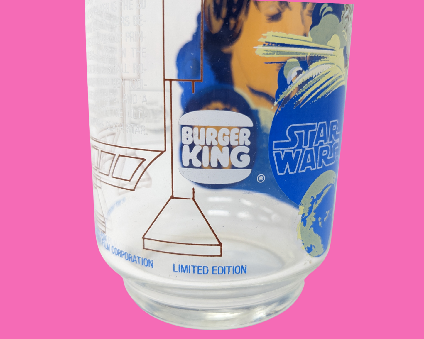 Vintage 1977 Burger King, Collector's Star Wars, Luke Skywalker Glass