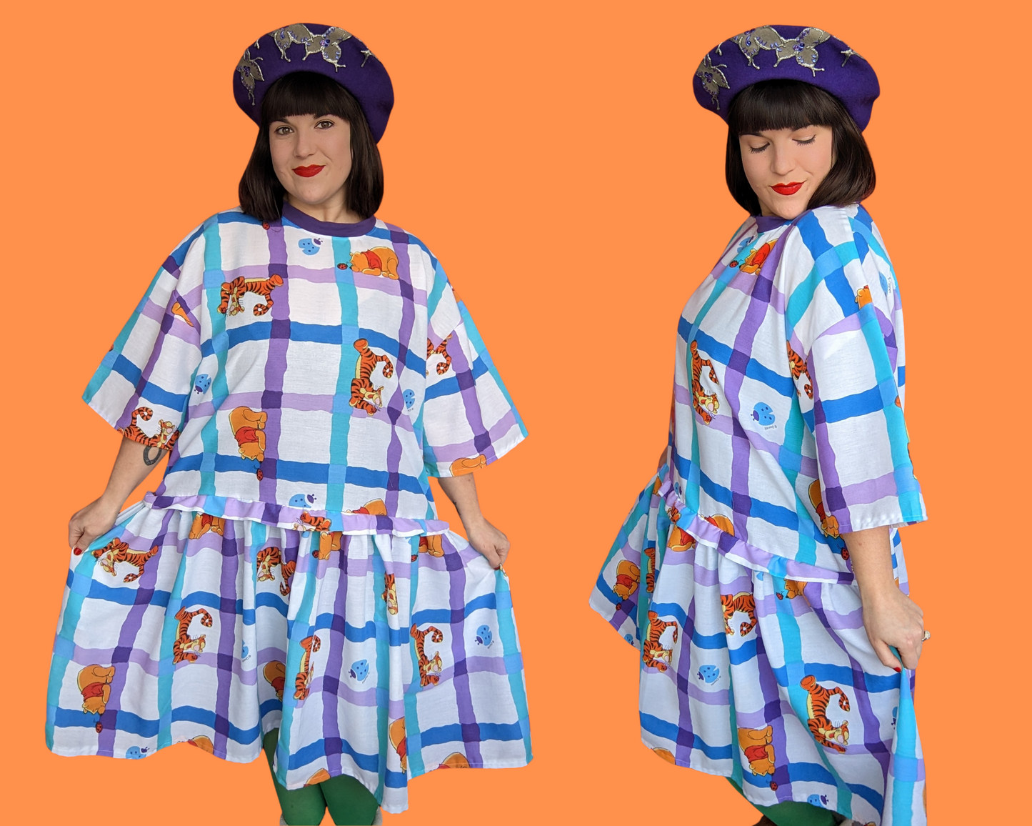 Fait à la main, robe t-shirt Pokemon drap de lit recyclé pour SML-XL