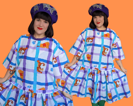 MADE TO ORDER, Handmade, Upcycled Disney Winnie The Pooh Bedsheet T-Shirt Dress Fits Sizes S-M-L-XL or 2XL