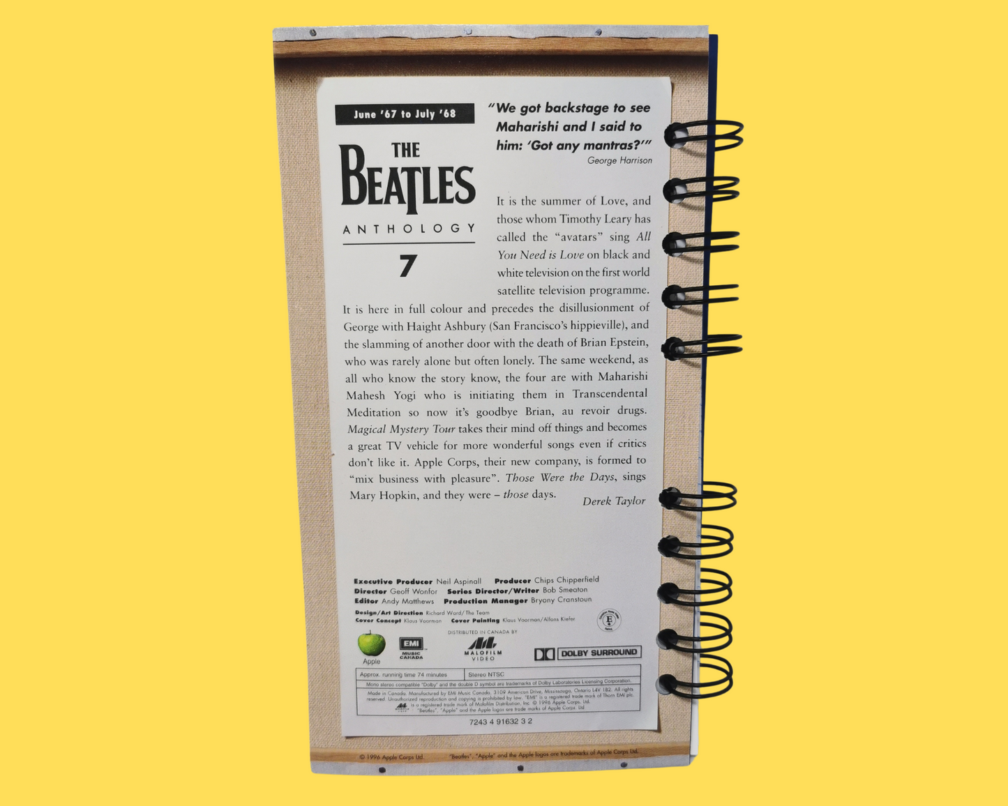 The Beatles Anthology Volumes 2 to 7 VHS Movie Notebook
