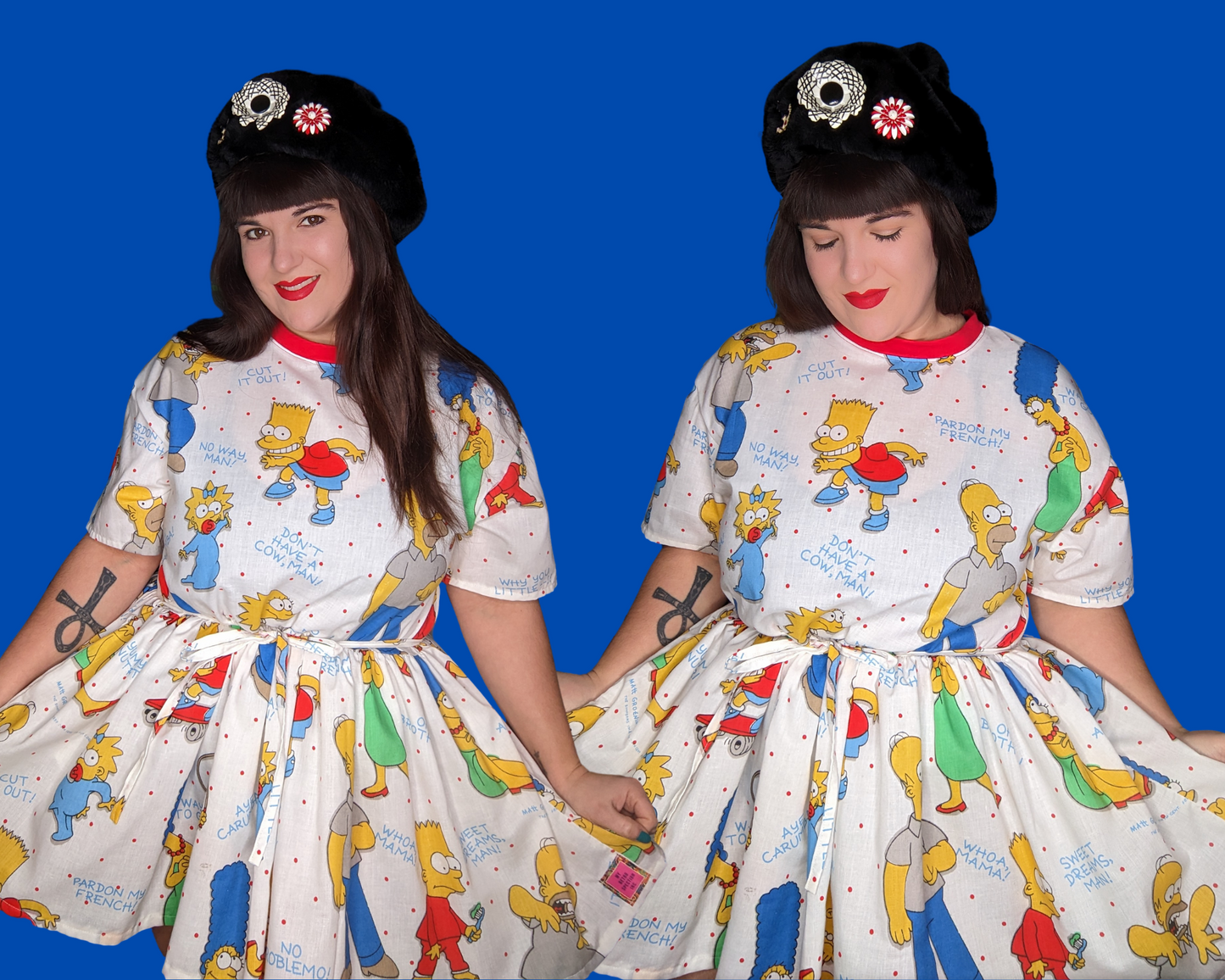 Handmade, Upcycled The Simpsons Bedsheet T-Shirt Dress Fits S-M-L-XL