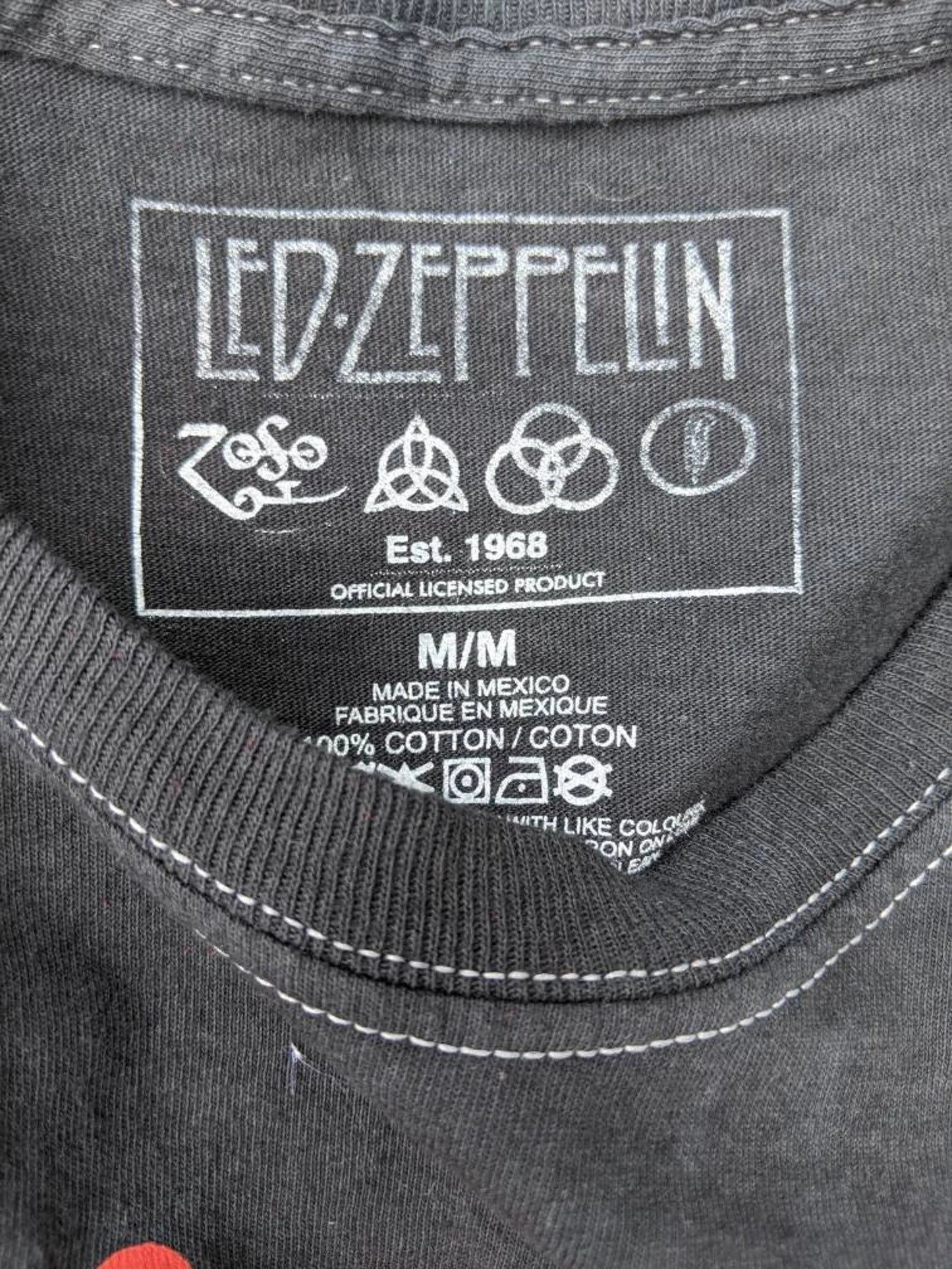 Handmade, Upcycled Led Zeppelin T-Shirt Dress, Vintage Plaid Patterned Fabric Skirt Size M